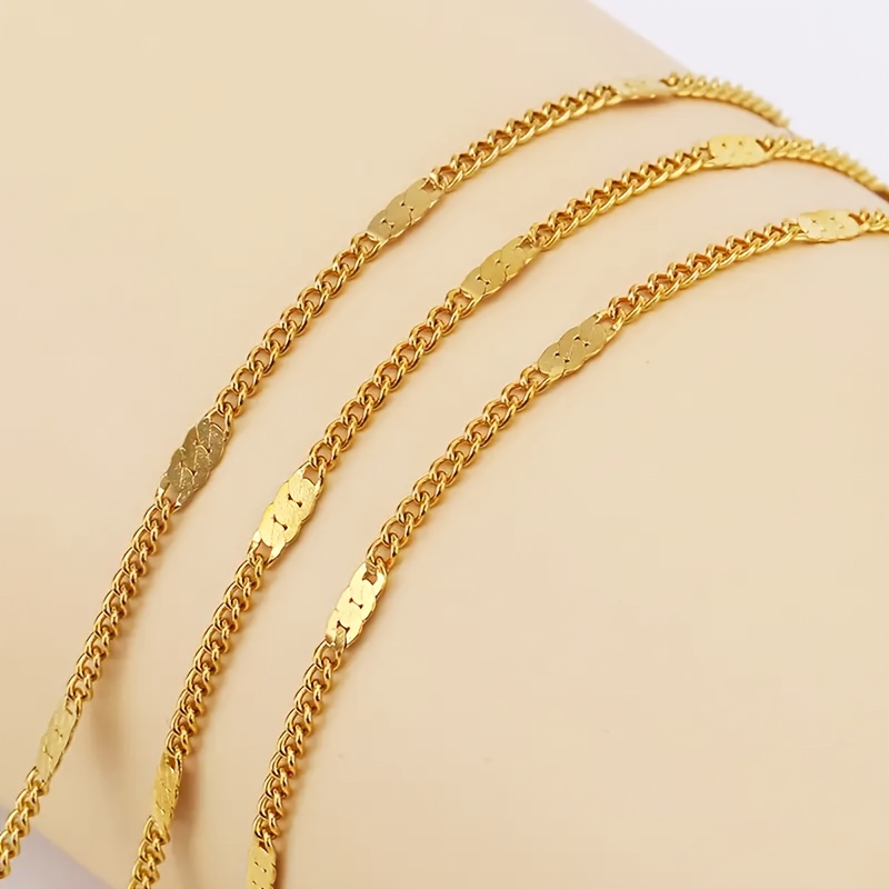 Women's Elegant Golden Triple Layered Chain Ankle Bracelet, Vacation Style